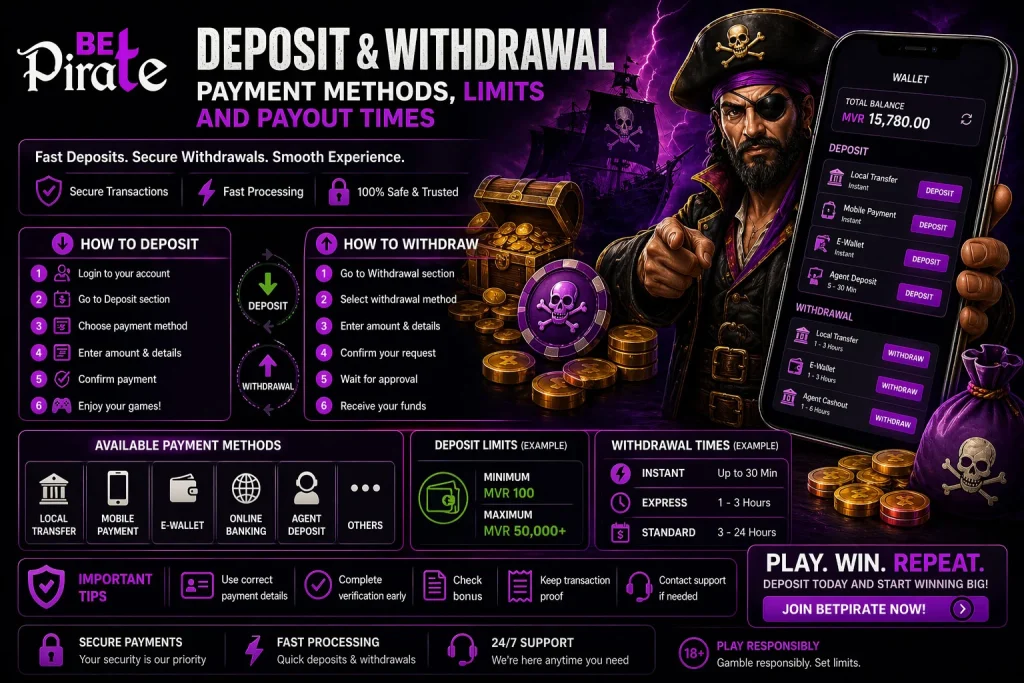 Betpirate Deposit and Withdrawal